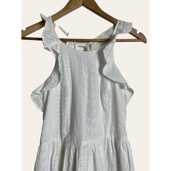 Cece White Eyelet Embroidered Atrapoy Ruffled Sleeveless Midi Dress Size 0 - Picture 4 of 9